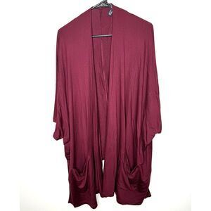 Susan Graver Weekend Cardigan Plus Size 2X Poncho Jersey Knit Open Front Pockets